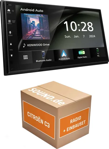 Autoradio Kenwood DMX5023DABS passend für Citroën C3 1 + RD45 | Apple Carplay Android Auto APP Spiegelung