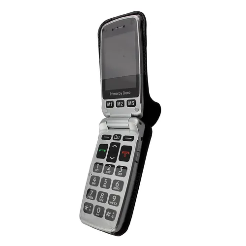 caseroxx Ledertasche mit Gürtelclip für Doro Primo 413 in schwarz aus Echtleder