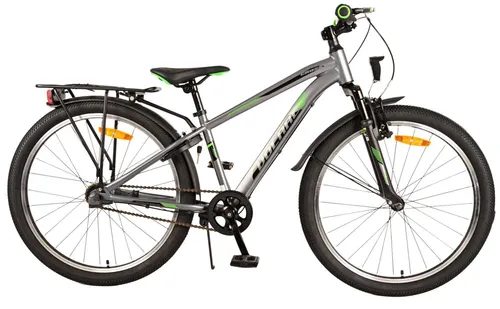 Volare Cross 24 Zoll Kinderfahrrad für Jungen - Dunkelgrau mit 3 Gängen - Hochwertiges Kinderfahrrad für Jungen, ausgestattet mit Hand- und Rücktrittbremse, 3 Gängen und sicherheitsoptimierter Beleuchtung. Ideal für Kinder von 8-10 Jahren, wächst dank langer Sattelstütze mit!