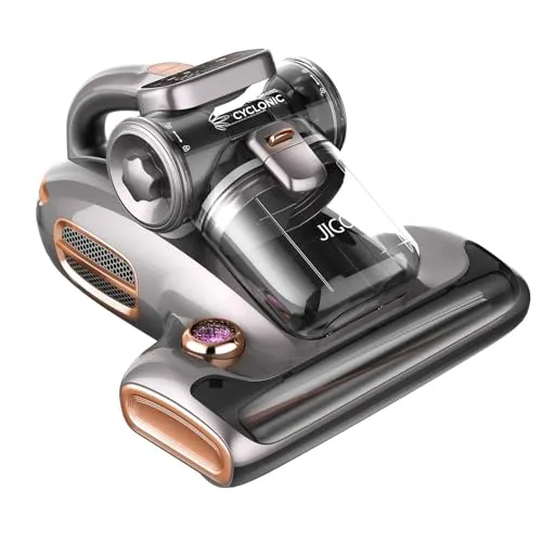 JIGOO T600 Milbensauger mit UV-Licht & Heißluft [700W/15kPa] – 99,9% Allergen-Entfernung, Duftende Negative Ionen, Für Matratzen/Sofas/Teppiche (Leise & Effizient)