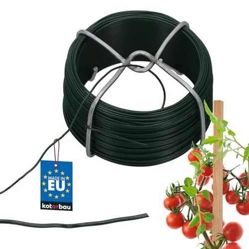 KOTARBAU® Gartendraht Ø 1,2 mm PVC Draht Grün Bindedraht ummantelt Blumendraht Grün Pflanzendraht grüner Draht Blumendraht ummantelt Basteldraht Wickeldraht 50m