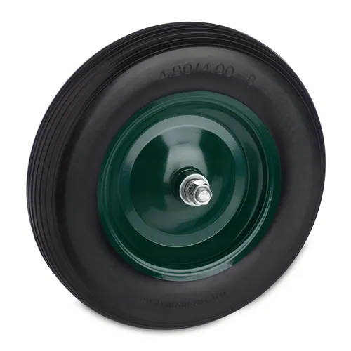 Relaxdays Schubkarrenrad 4.80 4.00-8 - Zubehör für Gartengeräte: Pannensicheres Vollgummirad mit Stahlfelge, ideal für Schubkarren und Bollerwagen - sofort einsatzbereit, kein Aufpumpen nötig!