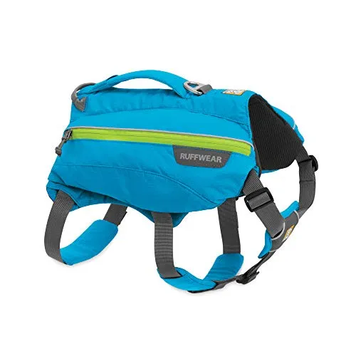 RUFFWEAR Trinkrucksack für Hunde - Größe S, Blau (Blue Dusk) - Hunderucksack mit 2 x 600 ml Wasserflaschen, ideal für Tageswanderungen und aktive Abenteuer mit kleinen Hunderassen wie Beagle und Cocker Spaniel. Verstellbare Passform für optimalen Komfort.