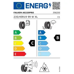 Euroall Season AS220 Pro XL 3PMSF - Allwetterreifen - Autoreifen 235/45 R19 99 W XL 3PMSF, ideal für ganzjährige Nutzung mit hervorragendem Grip und Sicherheit bei allen Wetterbedingungen.