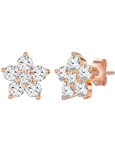 Rafaela Donata Paar Ohrstecker Blume roségold - Ohrstecker aus roségoldfarbenem Sterling Silber mit funkelnden Zirkonia, perfekt für einen eleganten Look und ideal als Geschenk.