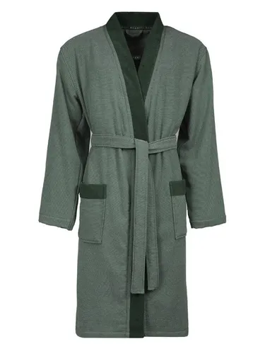 bugatti Herrenbademantel Francesco - Grau, Langform - Herren-Bademantel aus 100% Baumwolle, ideal für Sauna & Spa, mit Kimono-Kragen und aufgesetzten Taschen für höchsten Komfort.