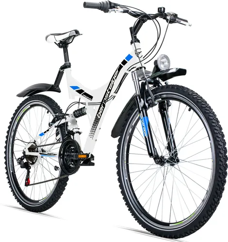 Bergsteiger Memphis 26 Zoll Mountainbike mit Dynamo-Licht und 21-Gang Shimano - Erlebe Abenteuer mit dem 26 Zoll Mountainbike Bergsteiger Memphis! Vollfederung, dynamobetriebenes Licht und eine 21-Gang Shimano Schaltung bieten höchsten Fahrkomfort und Sicherheit auf allen Wegen.