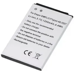 Akku passend für Emporia SIMPLICITYglam 4G V227 Li-ion 3,7V 1200mAh 4,4Wh, 54x42x5mm