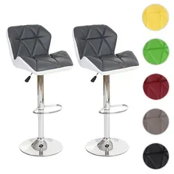 2er-Set Barhocker HWC-A92 - Höhenverstellbare Kunstleder-Tresenhocker in Grau - Barmöbel: Bequeme, drehbare Barhocker mit stabiler Fußablage und stilvollem Design. Ideal für jeden Wohnbereich, bieten sie höchsten Komfort und Anpassungsfähigkeit.