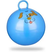 Relaxdays Hüpfball Kinder PVC Blau Mit Griff 55 cm x 45 cm 0,4 kg