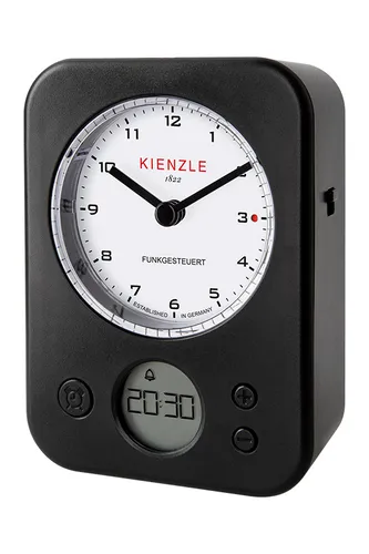 KIENZLE 1822 Funkwecker LEIPZIG mit minutengenauer Alarmzeit - Klassischer Funkwecker mit geräuscharmem Uhrwerk, Temperaturanzeige und Weckwiederholung – ideal für einen entspannten Start in den Tag.