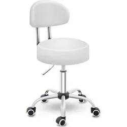 TRESKO Drehhocker Rollhocker mit Lehne - Drehhocker, höhenverstellbar von 47-60 cm, ideal für Büro und Kosmetik, mit leichtlaufenden Rollen und 360° Drehfunktion für optimale Beweglichkeit.