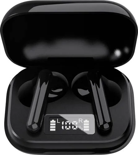DENVER TWE-38BLACK - True Wireless Earphones mit Mikrofon - Kopfhörer mit Bluetooth V5.0, Touch-Control und bis zu 4 Stunden Musik- oder Sprechzeit. Inklusive Ladecase mit LED-Anzeige für den Batteriestatus.