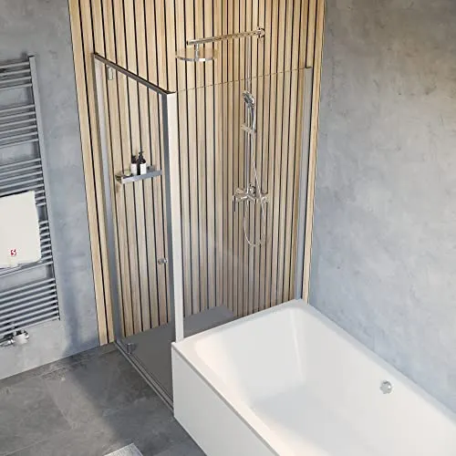 Schulte Eckdusche Trend 2.0 Drehtür 80x80 cm - Eckdusche mit 6 mm Sicherheitsglas, beidseitig montierbare Drehtür und 10 Jahre Herstellergarantie, ideal für Badewannenintegration.