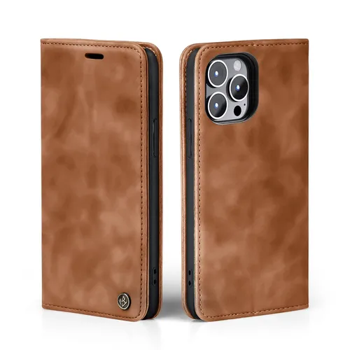 Handy Hülle für Apple iPhone 14 Pro Max Klapp Magnet Smartphone Cover Case Braun