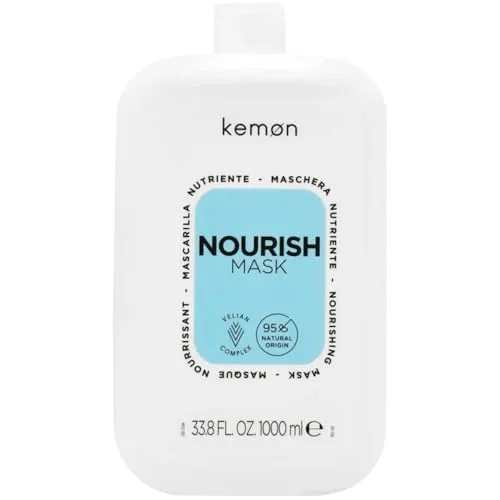 Kemon - Nourish Mask, pflegende Maske für sprödes Haar, 1000 ml, trockene und krause, auf Basis von Sheabutter, fördert die Entwirrbarkeit, für weiches Haar