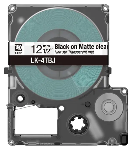Epson LabelWorks LK-4TBJ - Schwarz auf Matt-Transparent - Rolle (1,2 cm x 8 m) 1 Kassette(n) Hängebox - Bandkassette - für LabelWorks LW-C410, LW-C610