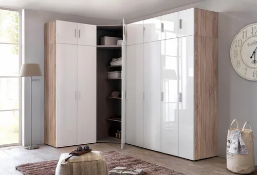 Wimex Drehtürenschrank Malta in Hochglanz Weiß - Kleiderschrank mit 1 Drehtür und 1 Einlegeboden, ideal für platzsparende Lösungen. Made in Germany, flexible Raumnutzung durch verschiedene Breiten.
