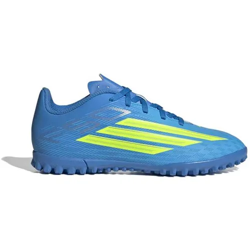 ADIDAS Kinder Fußball-Hartplatzschuhe F50 Club TF - Die F50 Club TF Fußballschuhe für Kinder bieten optimale Agilität und Komfort auf Kunstrasen. Mit strapazierfähigem Obermaterial und einer speziellen Gummiaußensohle für besten Grip sind sie der ideale Begleiter für jedes Spiel.