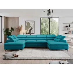 PEDRO U Wohnzimmersofa mit Schlaffunktion in türkis von MKS Meble