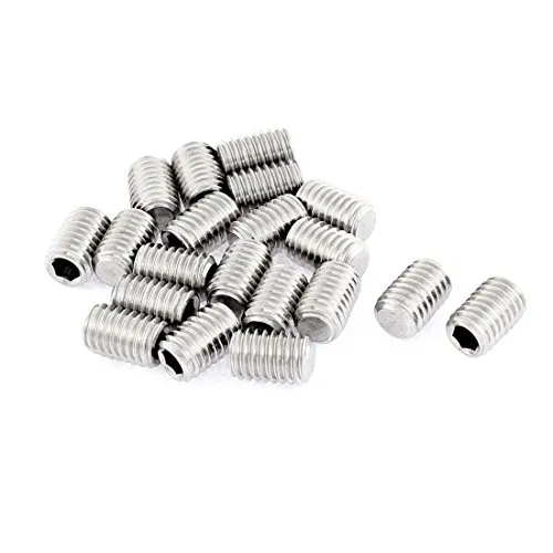 sourcing map 20 Stück M8x12mm Metrisch 304 Edelstahl Innensechskant Set Flachspitz Madenschrauben Silber Ton für Handtuchhalter Türgriff