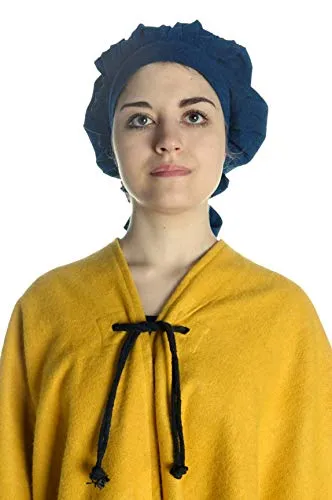 HEMAD Damen Mittelalter Haube Baumwolle blau