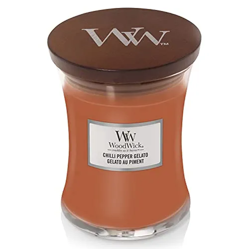 WoodWick Hourglass mittleres glas Duftkerze mit knisternder Docht | Chilli Pepper Gelato | Brenndauer bis zu 60 Stunden, 1681479E, Medium Hourglass