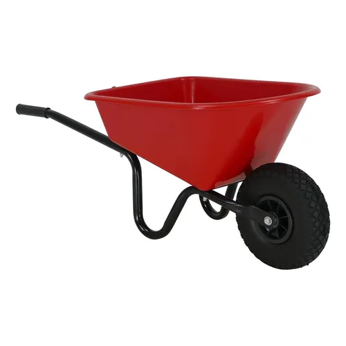 Rote Kunststoff-Schubkarre 30 Liter, pannensicheres Rad, 25 kg Tragkraft