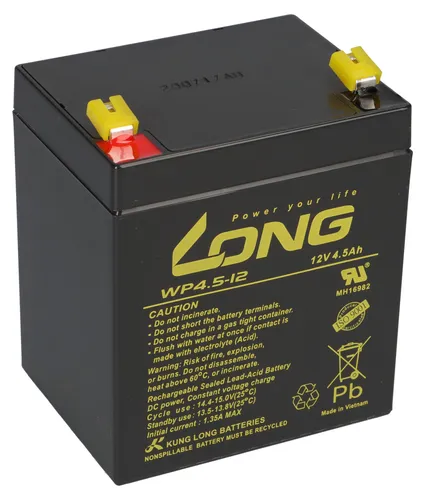 Kung Long WP4.5-12 AGM Akku 12V 4,5Ah – passend für Kinderfahrzeug 12V | VdS-Ausführung