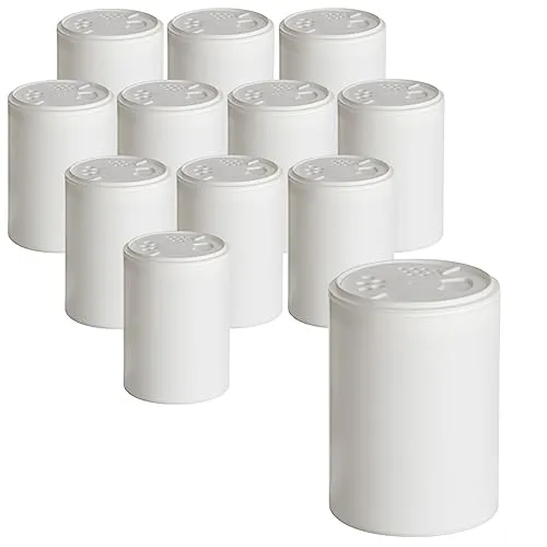 gouveo 12er Set Gewürzstreuer 150 ml weiß mit Streuaufsatz-Deckel