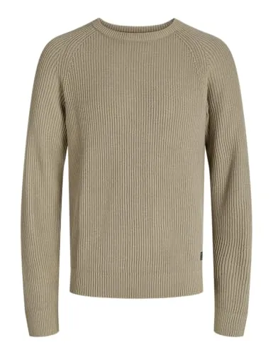 JACK & JONES JJPANNEL KNIT CREW NECK AW25 Herren Rundhalspullover - Modischer Herren-Pullover in beige mit relaxed fit. Die elastische Strick-Qualität sorgt für Bewegungsfreiheit und Wärme.