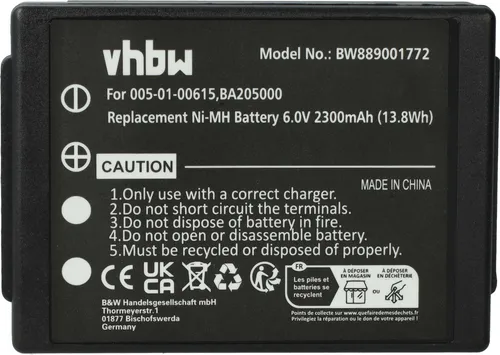 vhbw Akku Ersatz für HBC 005-01-00615, BA205000, BA206000, BA205030 für Industrie-Funkfernsteuerung Fernbedienung (2300 mAh, 6 V, NiMH) - Schwarz