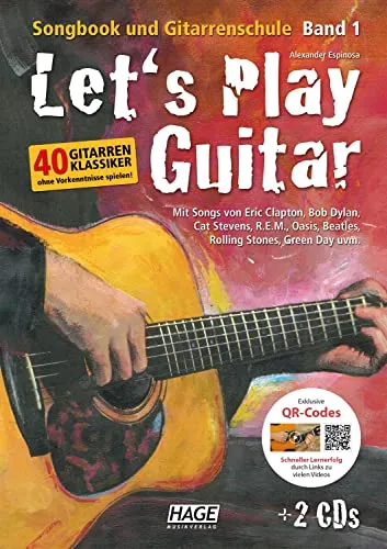 Let's Play Guitar: Songbook und Gitarrenschule + 2 CDs - Gesangsnoten mit sorgfältig ausgewählten Materialien, ideal für Anfänger und Fortgeschrittene, um das Gitarrespielen zu erlernen und zu genießen.