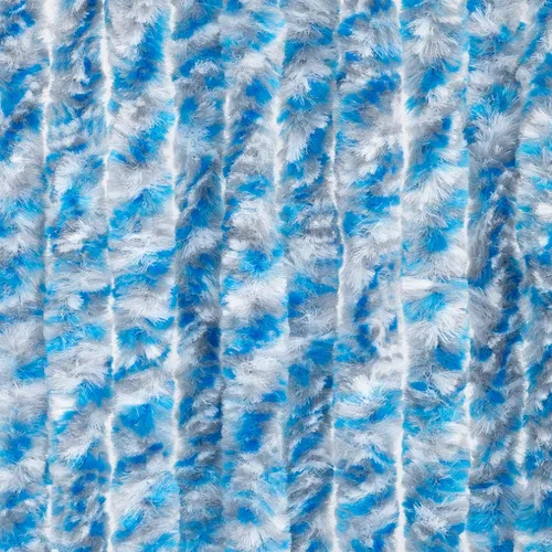 Flauschvorhang Chenille 90 x 220 cm – Türvorhang mit Fliegenschutz - Praktischer Insektenschutzvorhang in blau/grau/weiß gestreift, ideal für Wohnwagen und Camping. Mit einer Länge von 220 cm bietet er zuverlässigen Schutz und eine ansprechende Optik.