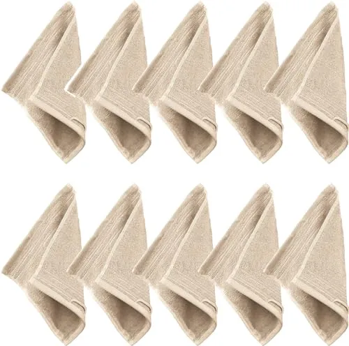 Erwin Müller Seiftuch Heidelberg 10er- Pack, 100% Baumwolle beige Größe 30x30 cm - weiche Qualität, saugstark und strapazierfähig - praktisch durch Schlaufe