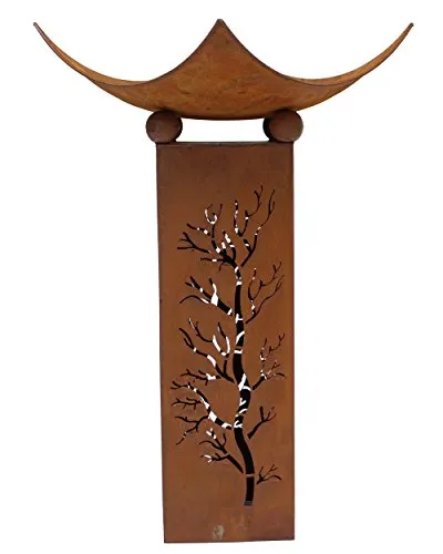 Säule Feuerschale 2-teilig - Dekosäule und Pflanzsäule, behagliche Wärmequelle in trendiger Rostoptik für den Außenbereich