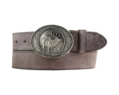 BELTINGER Ledergürtel Jagd-Gürtel mit Hirsch-Gürtelschnalle aus weichem Vollrindleder 4 cm U (1-St)