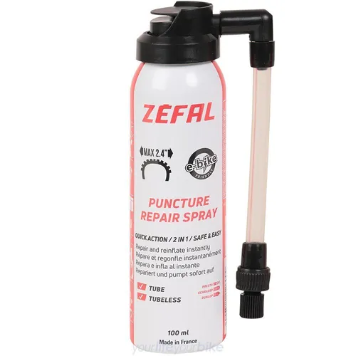 ZEFAL Pannenspray - Tubeless Reifen Dichtmittel für Fahrräder - Fahrradwerkzeuge für alle Fahrradtypen, effektives Reifendichtmittel für schnelle Reparaturen ohne Schlauchwechsel.