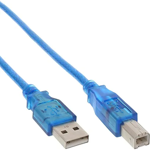InLine 34535B USB 2.0 Kabel, A an B, blau-transparent, 3m