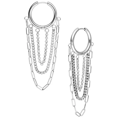 Wildcat Ohrringe - Multilayer Chain Hoops aus Chirurgenstahl 316L - Hochwertige Ohrringe aus Chirurgenstahl 316L, langlebig und wasserfest. Ideal für jeden Stil, ob rockig oder elegant. Setze ein Statement mit diesen vielseitigen Accessoires!