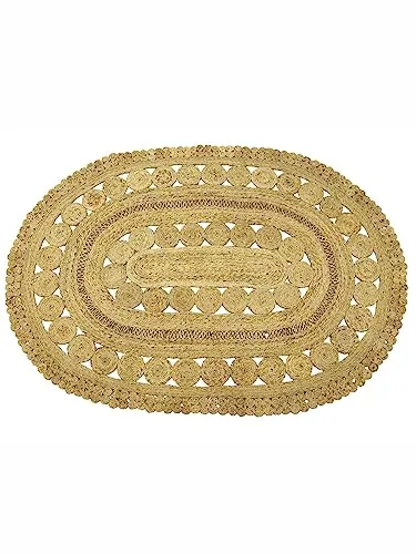 carpetfine Juteteppich Finn Oval Beige 80x150 cm - Teppich Oval aus 100% Jute, handgewebt, pflegeleicht und ideal für Wohnzimmer, Schlafzimmer und Küche – schafft eine gemütliche Atmosphäre.