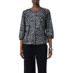 Comma Langarmbluse im Leo-Print - Feminine Bluse im All-over-Leo-Print mit 3/4-Puffärmel, ideal für Büro und Party. Aus hochwertigem Baumwollmix für optimalen Komfort und eine schmeichelnde Silhouette.