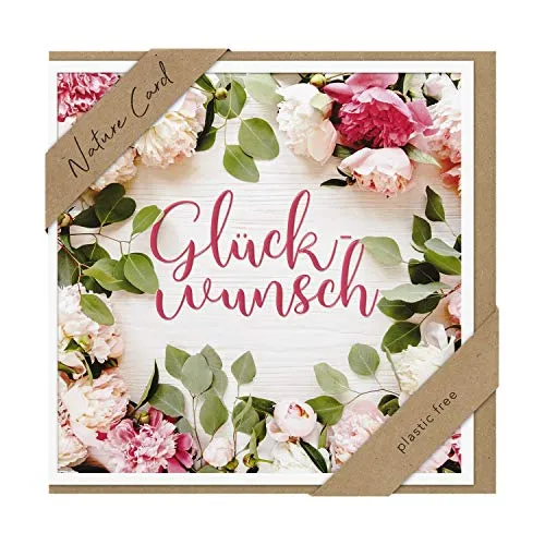 bsb - Glückwunschkarte Blumen - Nature Card - Nachhaltige Karten zum Geburtstag - Glückwunschkarten mit Umschlag - Geburtstagskarte Frauen & Männer - Glückwunschkarte 15,5 x 15,5 cm