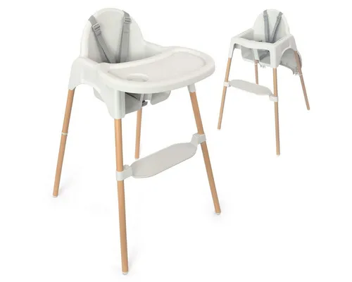 Zamboo Hochstuhl Grau, Baby Kinderhochstuhl ab 6 Monate, 3,5 kg leicht, mit Tablett & Gurt