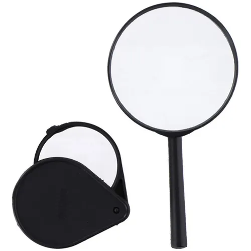 HANDLUPE + KLAPPLUPE Set 2-teilig Ø9/Ø6cm Vergrößerungsglas Leselupe Lesehilfe Lupe 07