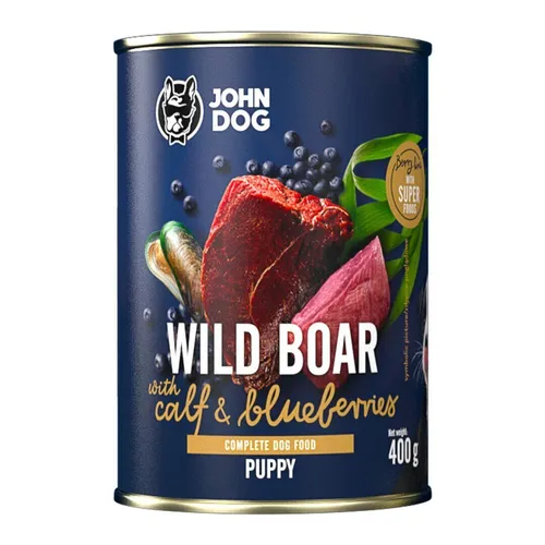John Dog Berry Junior Wildschwein Kalbfleisch Beeren 400g Nassfutter Für Welpen