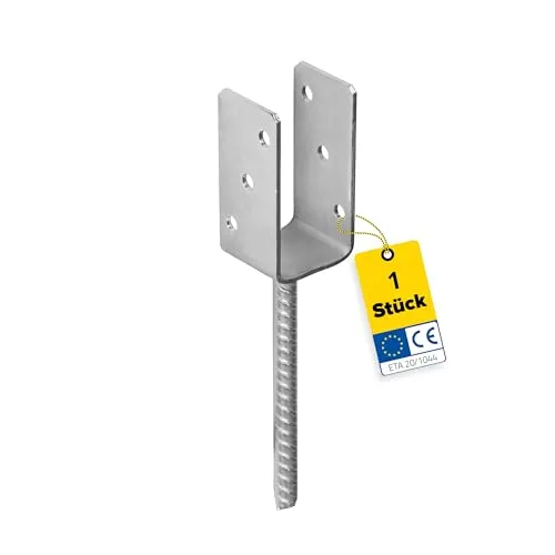 DMX - U Pfostenträger - Pfostenanker - Holzverbinder - Balkenschuh U profil - Pfostenträger 140x140 - Pfostenträger zum einbetonieren - Stützenfuß für Zaunpfosten, Holzpfosten, Terrasse, Carport