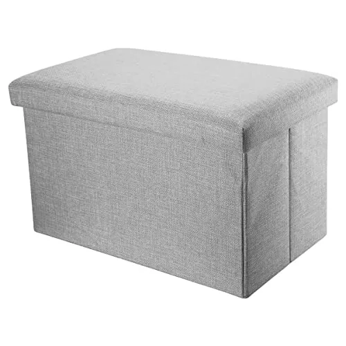 Intirilife Sitzhocker mit Stauraum - Sitzhocker in Leinen-Optik, multifunktional als Aufbewahrungsbox und Sitzgelegenheit. Ideal zur Platzersparnis und schützt Ihre Habseligkeiten vor Staub.