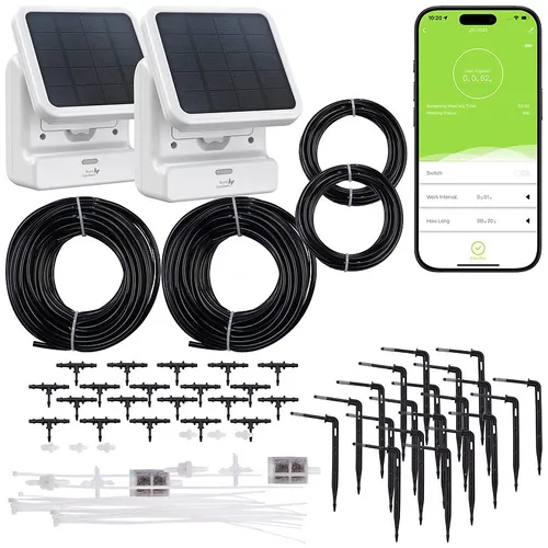 2er-Set Smartes WLAN-Solar-Bewässerungssystem, Pumpe, 30 l/Std., App