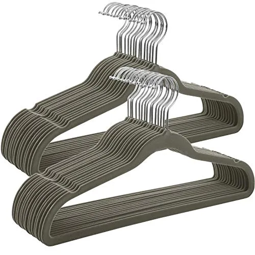 SONGMICS Kleiderbügel Samt, 30er Set, Bügel, Jackenbügel, 41,5 cm breit, Anzugbügel, dünn, gut belastbar, um 360° drehbarer Haken, für Mäntel, Hemden und Anzüge, grau CRF26V